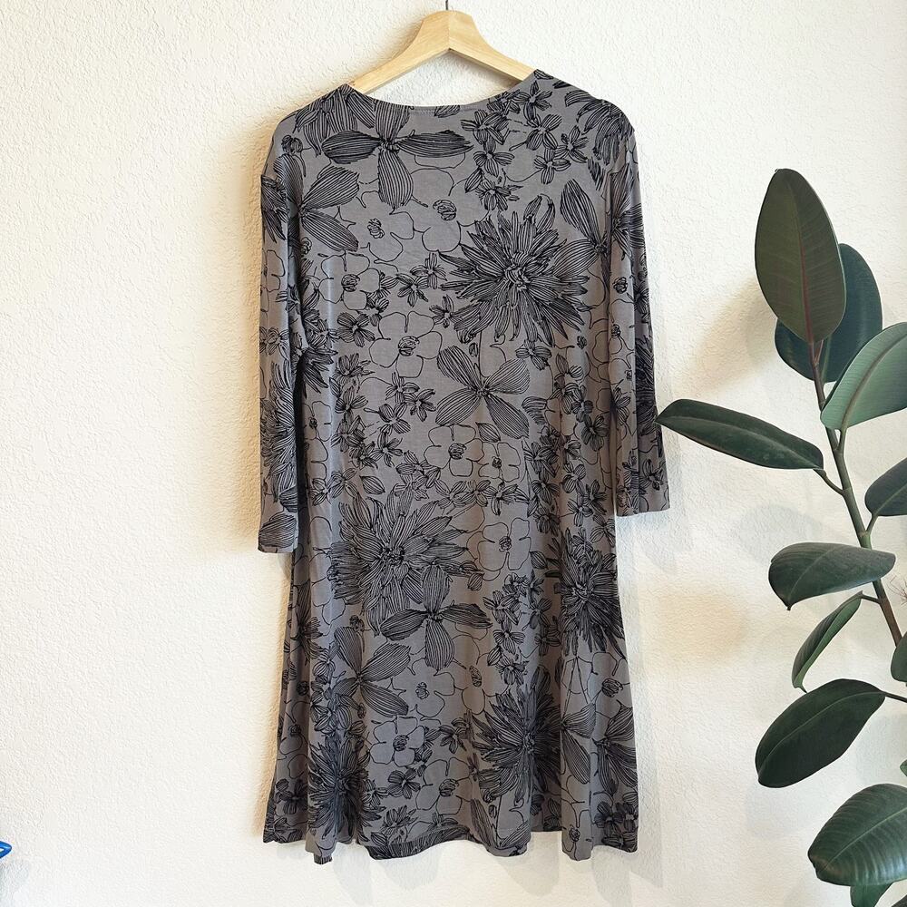 Bryn Walker Jersey Knit Tunic Dress Large Floral Stretch Lagenlook Casual Artsy - Picture 6 of 8